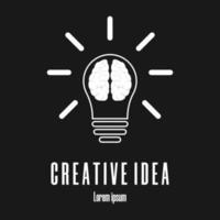 Icon of brain in lightbulb. Creative idea logo template. Clean and modern vector illustration.