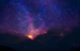 night landscape mountain and milky way galaxy background our galaxy, long exposure , low light photo