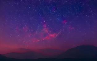 night landscape mountain and milky way galaxy background our galaxy, long exposure , low light photo