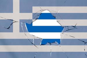 Flag of Greece on glass photo