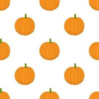 Seamless pattern with fresh orange pumpkin vegetable. Organic food. Cartoon style. Vector illustration for design, web, wrapping paper, fabric, wallpaper.