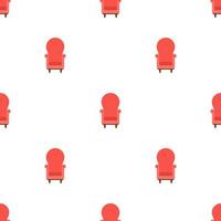 Seamless pattern with vintage cozy red armchair on white background. Interior of the living room. Vector illustration for design, web, wrapping paper, fabric, wallpaper