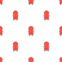 Seamless pattern with vintage cozy red armchair on white background. Interior of the living room. Vector illustration for design, web, wrapping paper, fabric, wallpaper