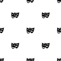 Seamless pattern with theater mask icons on white background. Vector illustration for design, web, wrapping paper, fabric, wallpaper.