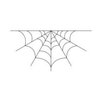 Half spider web isolated on white background. Halloween spiderweb element. Cobweb line style. Vector illustration for any design.