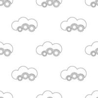 Seamless pattern with cloud and gears on white background. Online repair service concept. Cloud service template. Vector illustration for design, web, wrapping paper, fabric