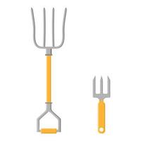Set of cartoon pitchfork icons isolated on white background. Gardening tools. Vector illustration in cartoon style for your design