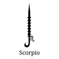 icono de espada de escorpio. silueta de arma zodiacal. una de las 12 armas del zodiaco. vector astrológico, signo del horóscopo. simbolo zodiaco. ilustración vectorial aislado sobre fondo blanco.