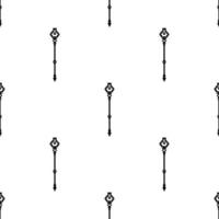 patrón sin costuras con icono de bastón de magia negra sobre fondo blanco. varita mágica, cetro, palo, vara. ilustración vectorial