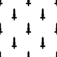 Seamless pattern with simple sword icons. Black silhouette of knife. Vector illustration for design, web, wrapping paper, fabric, wallpaper