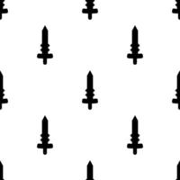 Seamless pattern with simple sword icons. Black silhouette of knife. Vector illustration for design, web, wrapping paper, fabric, wallpaper