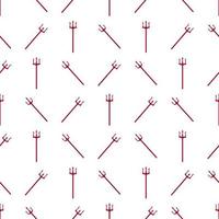 Seamless pattern with red devil tridents on white background. Hell concept. Vector illustration for design, web, wrapping paper, fabric, wallpaper.