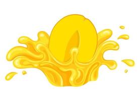 explosión de jugo de mango brillante fresco aislado sobre fondo blanco. jugo de frutas de verano. estilo de dibujos animados ilustración vectorial para cualquier diseño. vector