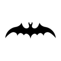 Black silhouette of bat isolated on white background. Halloween decorative element. Vector illustration for any design