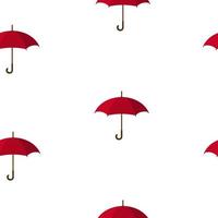 Seamless Pattern with Red Umbrellas isolated on white background. Vector illustration for Your Design.