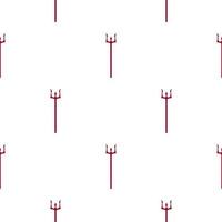 Seamless pattern with red devil tridents on white background. Hell concept. Vector illustration for design, web, wrapping paper, fabric, wallpaper.