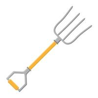 Cartoon pitchfork icon isolated on white background. Gardening tool. Vector illustration in cartoon style for your design