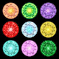 Set of magic spell rings. Colored magical circles. Superhero concept. Clean and modern vector illustration for design, web.