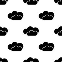 Seamless pattern with black silhouette of cloud on white background. Online storage server concept. Vector illustration for design, web, wrapping paper, fabric