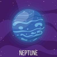 Neptune planet in space. Colorful universe with Neptune. Cartoon style vector illustration for any design.