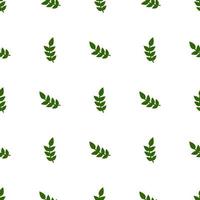 Seamless pattern with green leaves on white background. Vector illustration for design, web, wrapping paper, fabric, wallpaper.