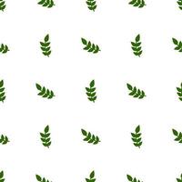 Seamless pattern with green leaves on white background. Vector illustration for design, web, wrapping paper, fabric, wallpaper.