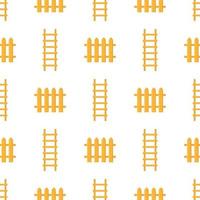 Seamless pattern with cartoon ladder, stairs, fence on white background. Gardening tool. Vector illustration for any design