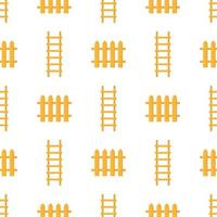 Seamless pattern with cartoon ladder, stairs, fence on white background. Gardening tool. Vector illustration for any design