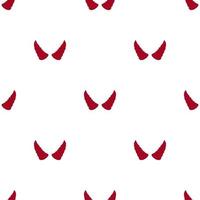 Seamless pattern with red devil horns on white background. Cartoon style. Vector illustration for design, web, wrapping paper, fabric, wallpaper.
