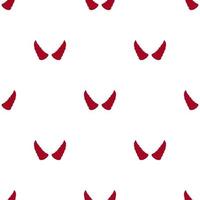 Seamless pattern with red devil horns on white background. Cartoon style. Vector illustration for design, web, wrapping paper, fabric, wallpaper.