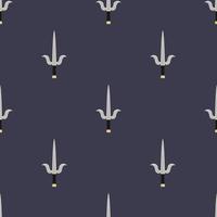 Seamless pattern with sai weapon. Ninja weapon. Samurai equipment. Cartoon style. Vector illustration for design, web, wrapping paper, fabric, wallpaper.