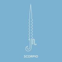 Scorpio zodiac sign. Line style icon of zodiacal weapon sword. One of 12 zodiac weapons. Astrological, horoscope sign. Clean and modern vector illustration for design, web.