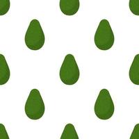 Seamless pattern with fresh avocado isolated on white background. Organic food. Cartoon style. Vector illustration for design, web, wrapping paper, fabric, wallpaper.