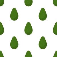 Seamless pattern with fresh avocado isolated on white background. Organic food. Cartoon style. Vector illustration for design, web, wrapping paper, fabric, wallpaper.