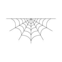 Half spider web isolated on white background. Halloween spiderweb element. Cobweb line style. Vector illustration for any design.