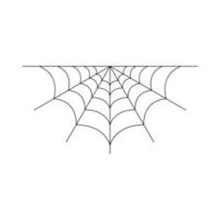 Half spider web isolated on white background. Halloween spiderweb element. Cobweb line style. Vector illustration for any design.