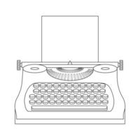 Line style icon of a typewriter machine. Journalist equipment. Vintage tehnology. Keyboard. Antique equipment. Clean and modern vector illustration for design, web.