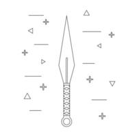 Line style icon of a kunai. Samurai weapon. Ninja equipment. Logo, emblem. Clean and modern vector illustration for design, web.