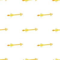 Seamless pattern with fire magic arrows on white background. Wizard skills. Vector illustration.