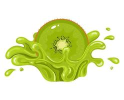 Kiwi fruit juice. Fresh kiwifruit splash isolated on white background. Vector illustration for any design.