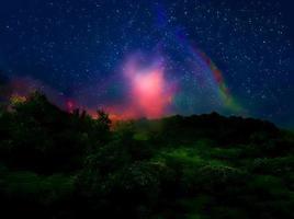 Milky Way Galaxy. Long exposure photograph. With grain photo