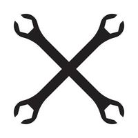 Silhouette icon of crossed wrenches. Workshop, mechanic, car repair service logo template. Clean and modern vector illustration.