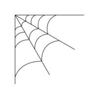 Quarter spider web isolated on white background. Halloween spiderweb element. Cobweb line style. Vector illustration for any design.