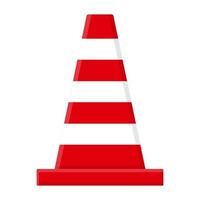 Red traffic cone isolated on white background. Cartoon style. Vector illustration for any design.