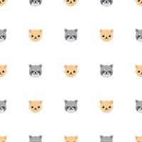 Seamless pattern with cute cat and raccoon. Vector illustration for design, web, wrapping paper, fabric, wallpaper.