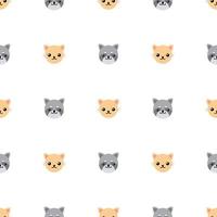 Seamless pattern with cute cat and raccoon. Vector illustration for design, web, wrapping paper, fabric, wallpaper.