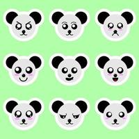 Set of panda stickers. Different emotions, expressions. Sticker in anime style. Vector Illustration for your design.