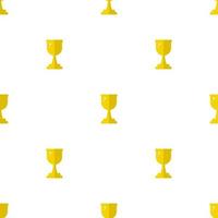 Seamless pattern with winner trophy cup icon. First place. Flat golden trophy isolated on white background. Vector illustration for design, web, wrapping paper, fabric, wallpaper.