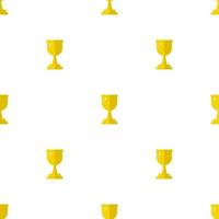 Seamless pattern with winner trophy cup icon. First place. Flat golden trophy isolated on white background. Vector illustration for design, web, wrapping paper, fabric, wallpaper.