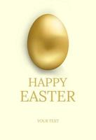 Easter card. Happy easter greetings card with golden egg and space for text. Vector illustration.